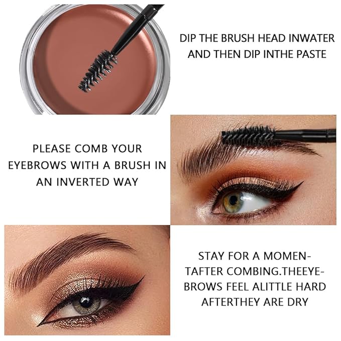 Brow Kit, Eyebrow Pomade,Eye Brow Contour Palette with Double-ended Eyebrow Brush, Full Defined Natural Brows, Long-Lasting Waterproof,03