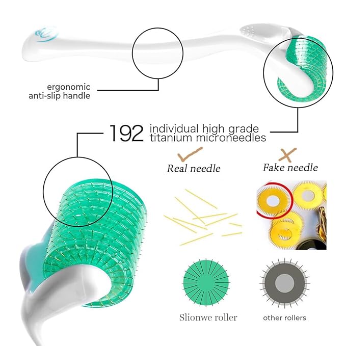 Derma Roller Microneedle Roller, 192 Titanium Microneedling Roller For Women and Men | Micro Needle Roller