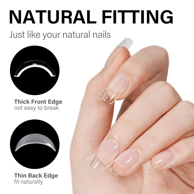 AILLSA Gel Nail Kit Short Square Nail Tips 240pcs with 2 In 1 Nail Glue Base Coat and Nail Dehydrator, Gel Manicure Full Nail Kit with Nail Lamp Top Coat for Starters Home Salon