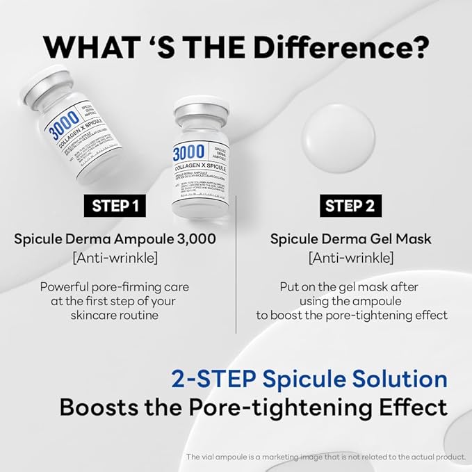 Mediheal Collagen Spicule 3000ppm Intensive Serum – Micro Needle Serum for Pore Care, Soothing & Skin Texture Improvement, 2-Step,Collagen Spicule Ampoule and Gel Mask Set,Skin Booster,10pcs