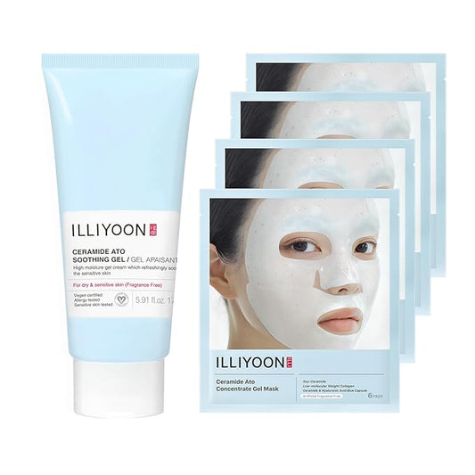 Illiyoon Ceramide Ato Soothing Gel 5.9 Fl Oz with Ceramide Ato Concentrate Gel Mask 4ea