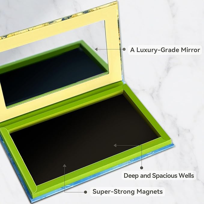 Magnetic Makeup Palette, Empty Eyeshadow Palette With Mirror Inside, Oil-Painting Embossed Design Art Paper Makeup Organizer DIY (Desert Star)