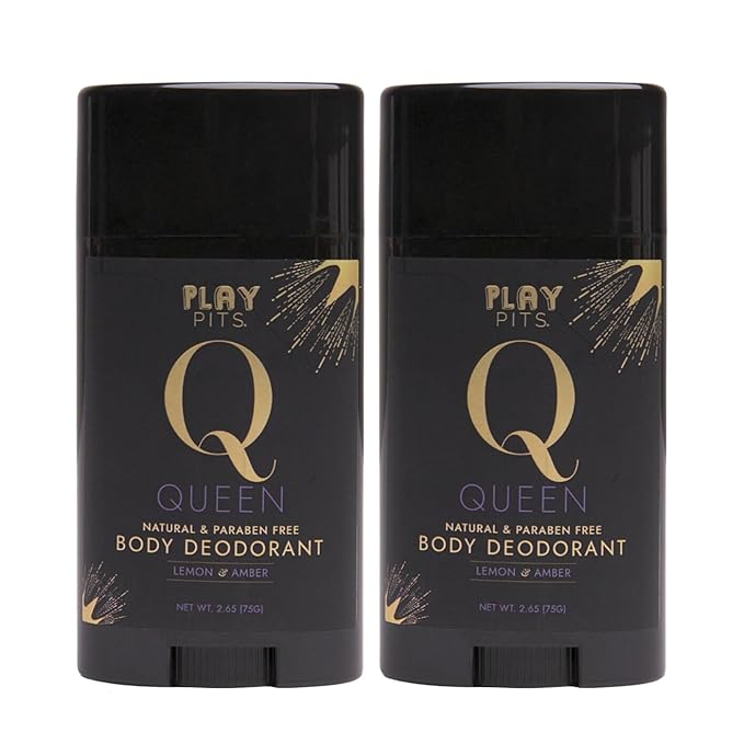 PLAY PITS - 2 Pack - Natural Deodorant - Safe for Men & Women w/Sensitive Skin - Clean, Non-Toxic, & Paraben Free – QUEEN Scent - Infused w/Essential Oils – 2.65 Oz.