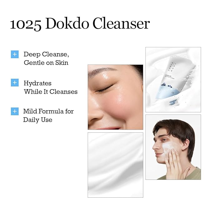 ROUND LAB 1025 Dokdo Cleanser 5.07 Fl Oz, Low pH Facial Cleanser for Sensitive Skin, Rich Soft Bubbles for Deep Cleansing and Makeup Removal, Hydrating Face Wash with Deep Sea Water, Korean Skin Care