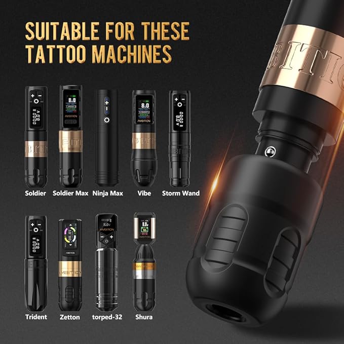 Ambition Soldier P3 Disposable Tattoo Grips - 12Pcs 36mm Professional Tattoo Rubber Grip Cover with Click Adjust System Supply for Rotary Soldier, Zetton, Torped & Shura Tattoo Pen Machine Gun