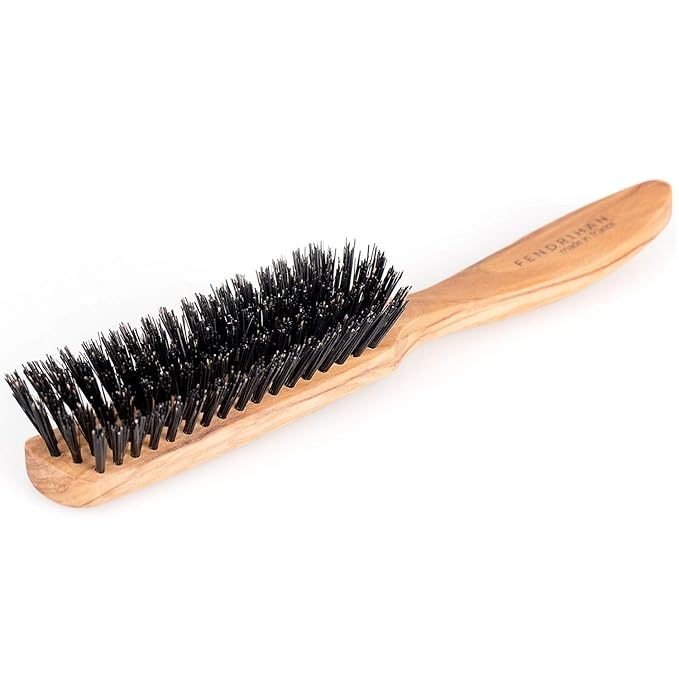 Fendrihan 5 Row Olivewood Hairbrush with Dark Bristles 8 Inches (Made in France)