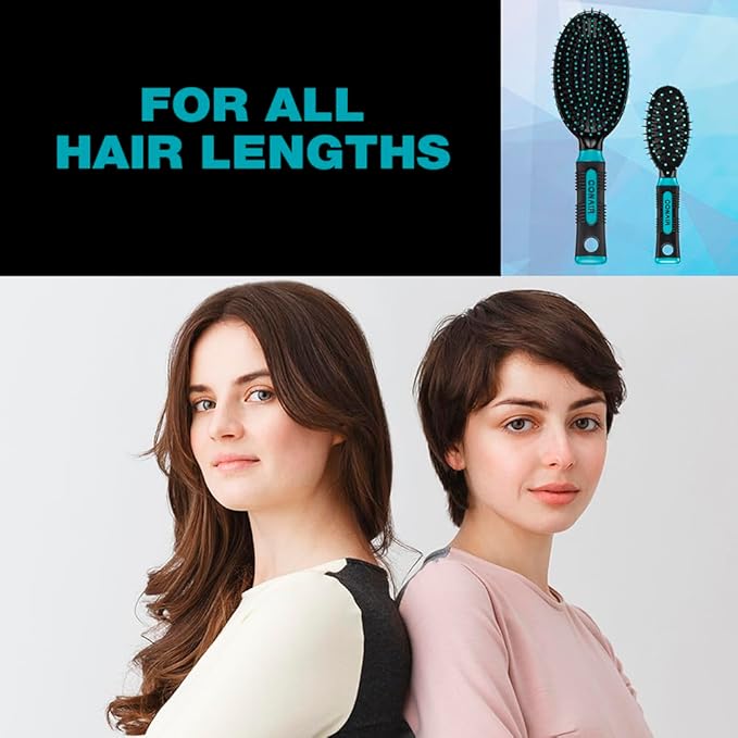 Conair Salon Results Hairbrush, 1 Travel Hairbrush and 1 Full Sized Brush, Hairbrushes for All Hair Types (Pack of 3)