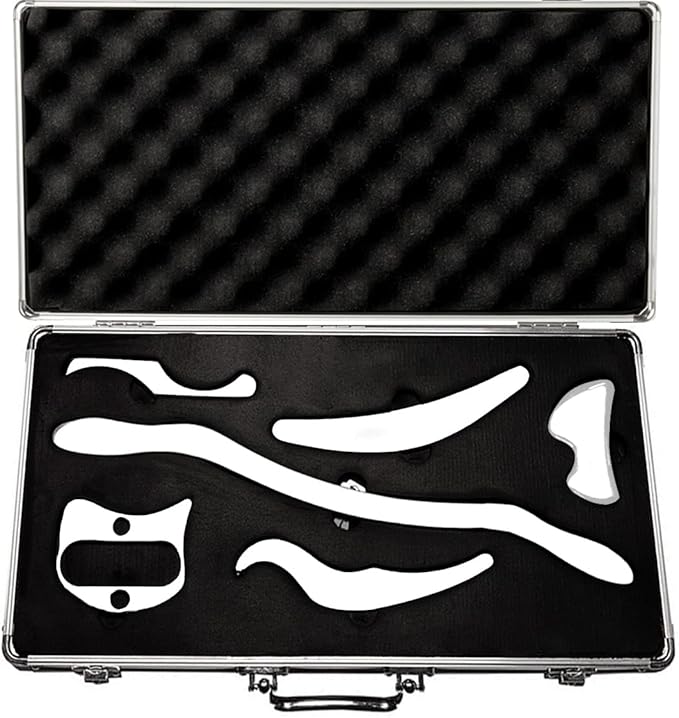 FeelFree Sport Stainless Steel Gua Sha Scraping Massage Tool Set of 6 Pieces for Soft Tissue Mobilization Physical Therapy