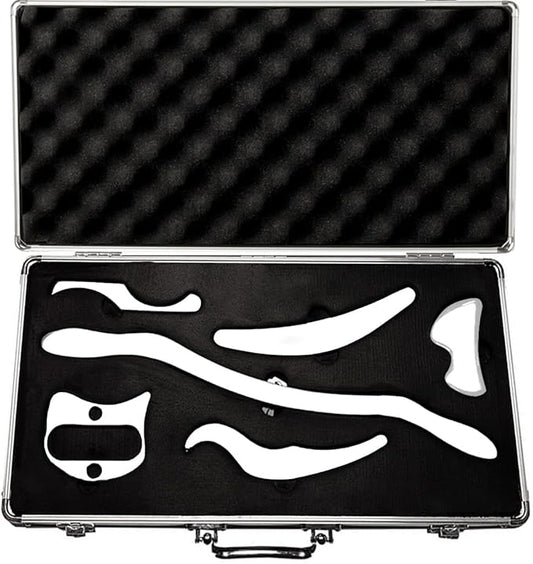 FeelFree Sport Stainless Steel Gua Sha Scraping Massage Tool Set of 6 Pieces for Soft Tissue Mobilization Physical Therapy