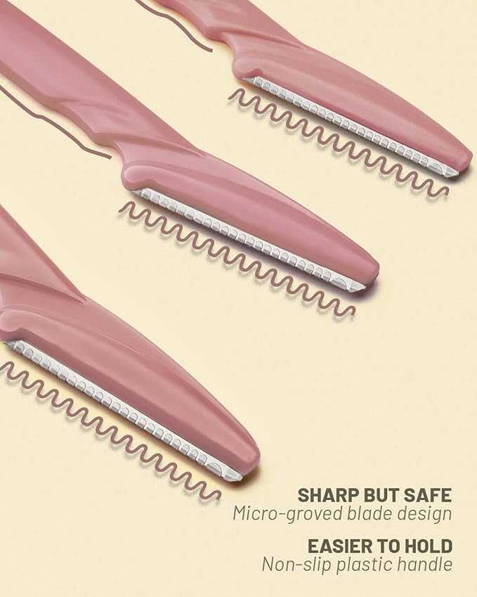 Dermaplane Razor, 60 Pcs Face Razors for Women and Men, Multipurpose Eyebrow Razor, Dermaplaning Tool for Face by MoHern, Terracotta