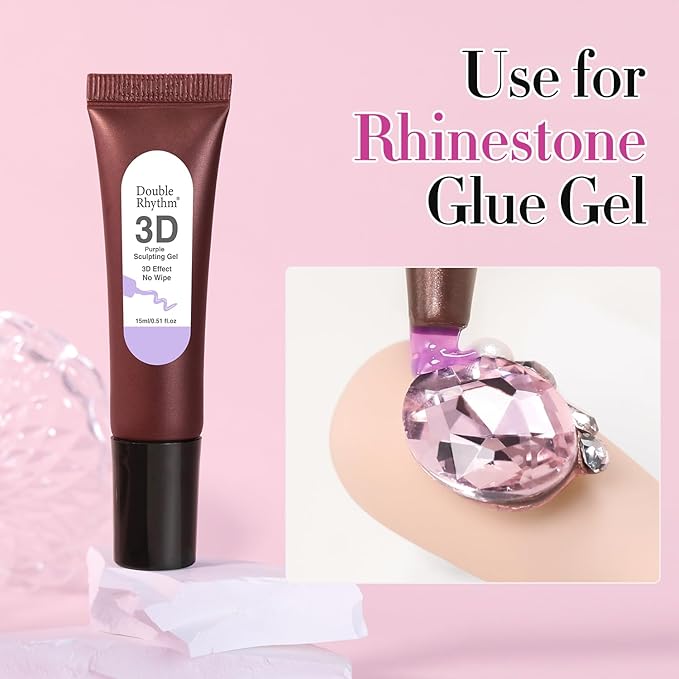 Double Rhythm 0.5 Oz 3D Nail Gel Nail Art Sculpting Polish No Wipe for Nail Designs DIY Nail Art for Drawing, Molding and Decoration (3D Sculpting Gel Purple)