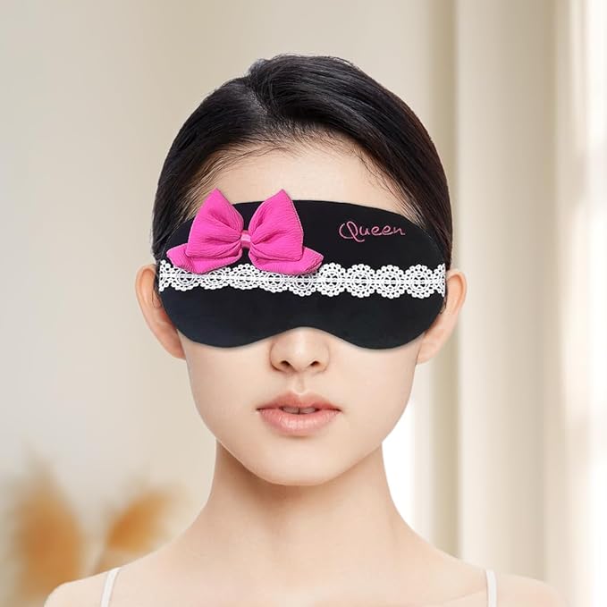 PERFECTSIGHT Bow Sleep Eye Masks, Cute Plush Sleep Eye Cover Lightweight Adjustable Eyeshade Faux Fur Mask Cover for Women Men Sleep Travel Nap