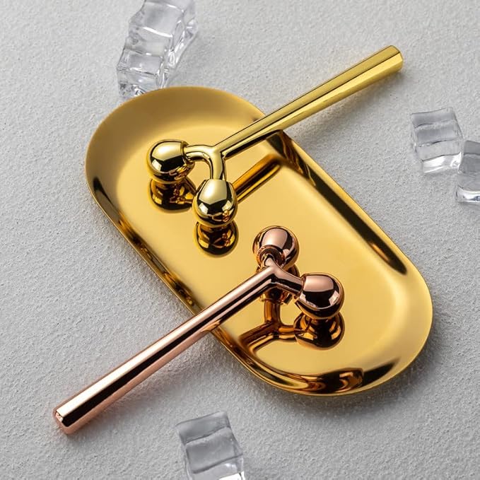 Tekson Facial Roller Massager, 3D Metal face Massage Tool for Eye Reduce Puffiness, Face Lift, Anti-Aging, Skin Tightening (Gold