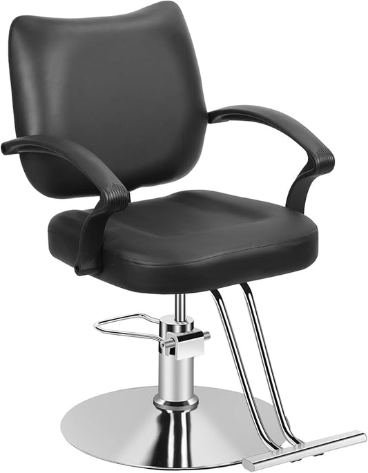 Salon Barber Chair Hair Salon Chair with Heavy Duty Hydraulic Pump, 360 Degrees Rolling Swivel Hair Stylist Chair, Beauty Chairs Equipment, Max Load Weight 330 Lbs Black