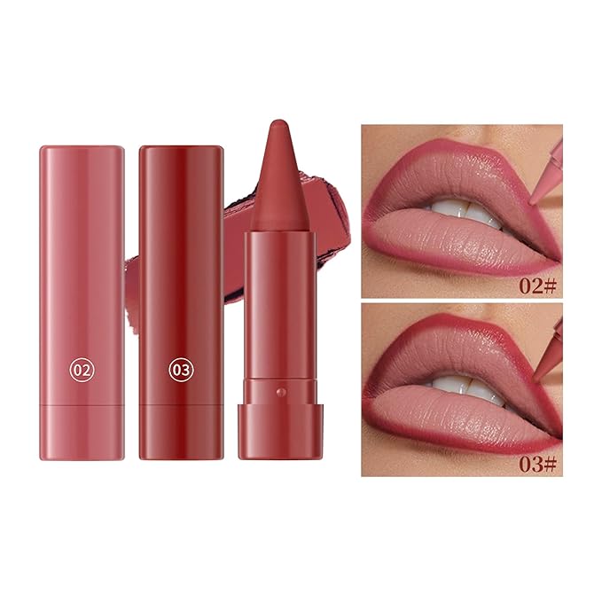 Jolilab 4PCS Lip Liner Lipstick Set, Gradient Matte Nude Velvet Lip Liner Pencil High Pigmented Long Lasting Natural Smooth Lip Makeup Easy-to-Use Crayon Form and Cone Tip