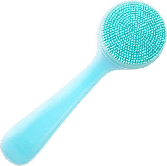 Silicone Manual Facial Cleansing Brush, Skin Friendly Waterproof Face Cleaning Scrubber Exfoliator Cleanser for Blackheads Whiteheads Makeup Residues Removal- Blue