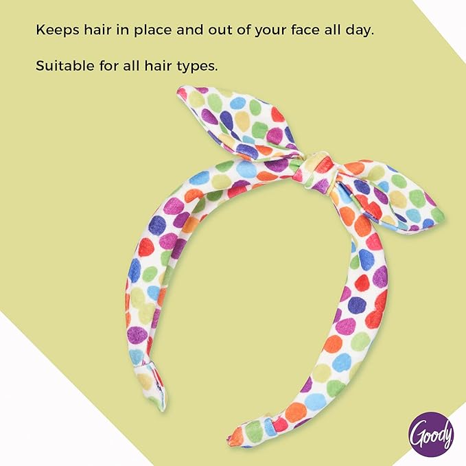 Goody Kids Headband – Rainbow Polka Dot - Comfort Fit for All Day Wear - For All Hair Types - Hair Accessories