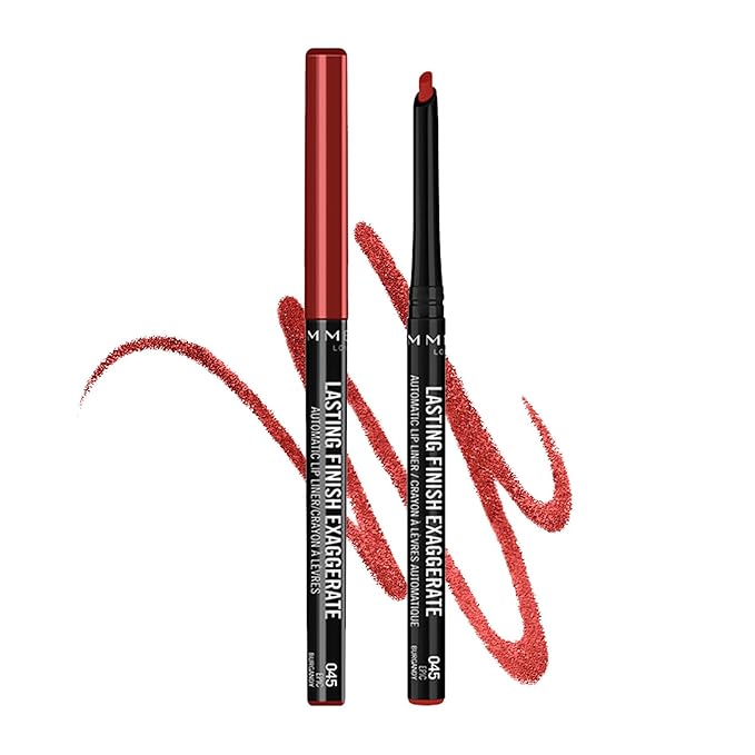Rimmel Lasting Finish Exaggerate Automatic Lip Liner - Rich, Smooth Formula for Long Lasting Lip Looks - 45 Epic Burgundy, .01oz