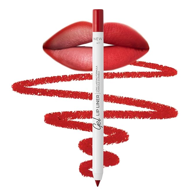 Lamel Matte Gel Lip Pencil – Waterproof, Long Lasting, High Pigment & Sharpenable – Creamy Texture for Smooth Finish – Dark Red, Vegan - Vegan, Ruby red - N.411