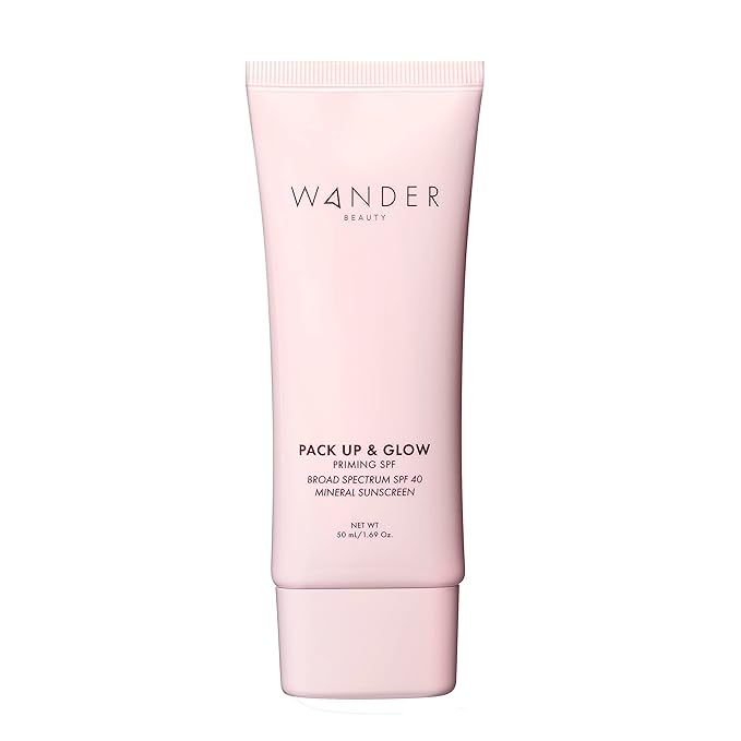 Wander Beauty Pack Up & Glow Primer with SPF 40 - 100% Mineral Sunscreen with Non-Nano Zinc Oxide + Titanium Dioxide - 4-in-1 Universal Tinted Sunscreen - Protect, Prevent, Perfect & Prime - 1.69 oz