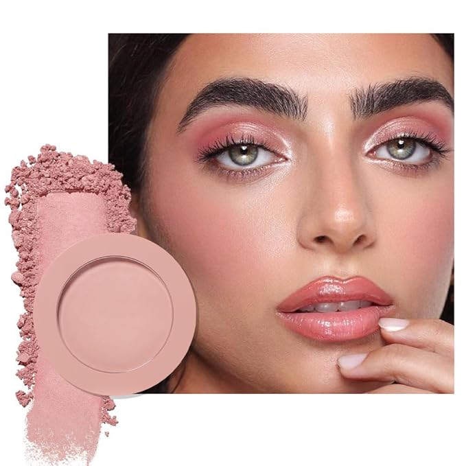 Single Soft Rose Pink Matte Powder Blush Palette Face Makeup, Blush for Looks Younger Cheeks, Monochrome Cream Blushes Lightweight Long Lasting, Blush for Women All Skin Tones Paleta de, 01