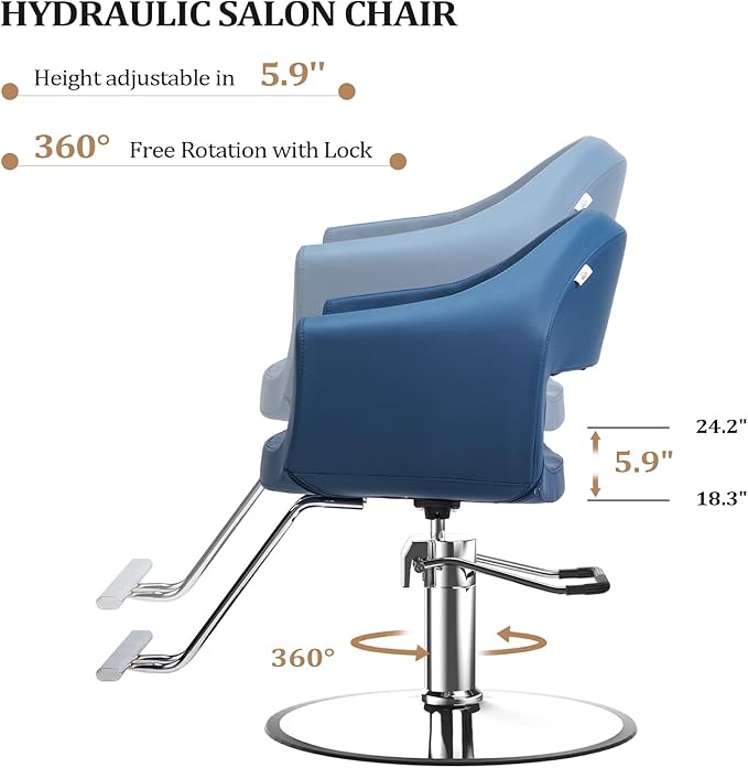 OmySalon Barber Chairs for Barbershop Styling Chair, Salon Chair for Hair Stylist, Heavy Duty Hydraulic Pump, 360°Swivel with Footrest, Hairdressing Home Beauty Spa Equipment