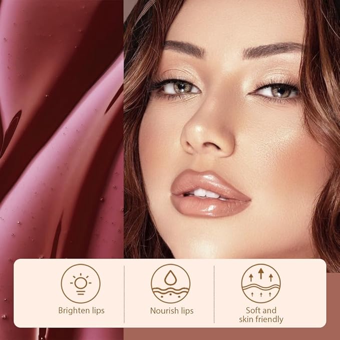 Matte Lip Stain Peel Off Lip liner with Tweezer, Brown Peel Off Lip Stain, Long Lasting Waterproof Lipstick Lip Gloss Tattoo, Transfer-proof for All Skin Types, 0.12 fl oz 02#