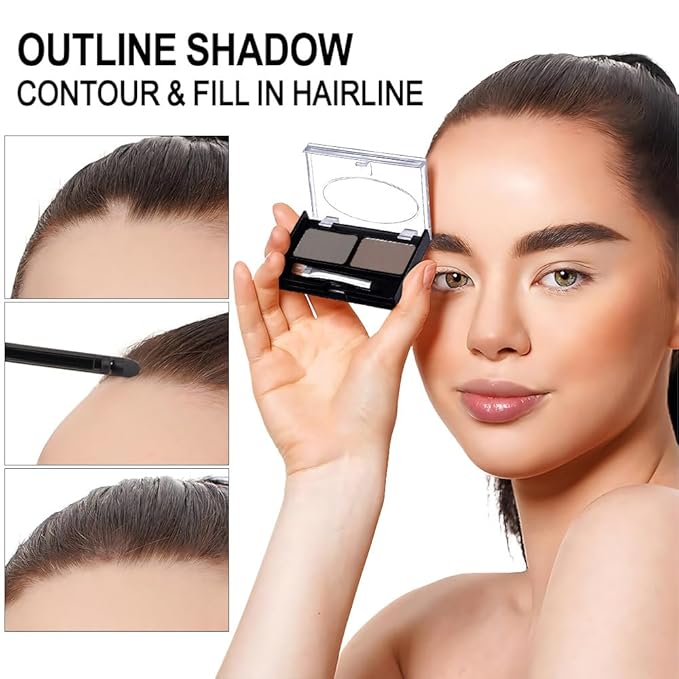 Eyebrow Powder Medium Brown Light Gray Kit,Eye Brow Powder for Women with Double-ended Eyebrow Brush,Long-Lasting Waterproof Two Colors Brow Filler Get Full Defined Natural Brows,Powder Eyebrow Makeup