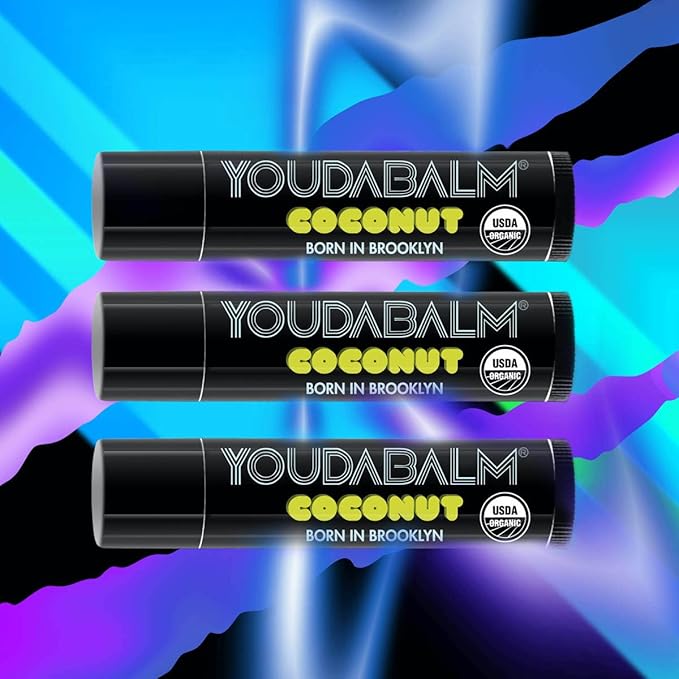 Organic Lip Balm, Coconut Flavor - 100% Natural Lip Moisturizer, USDA Certified - Lip Balm for Dry, Cracked Lips (24 Tube Jar)