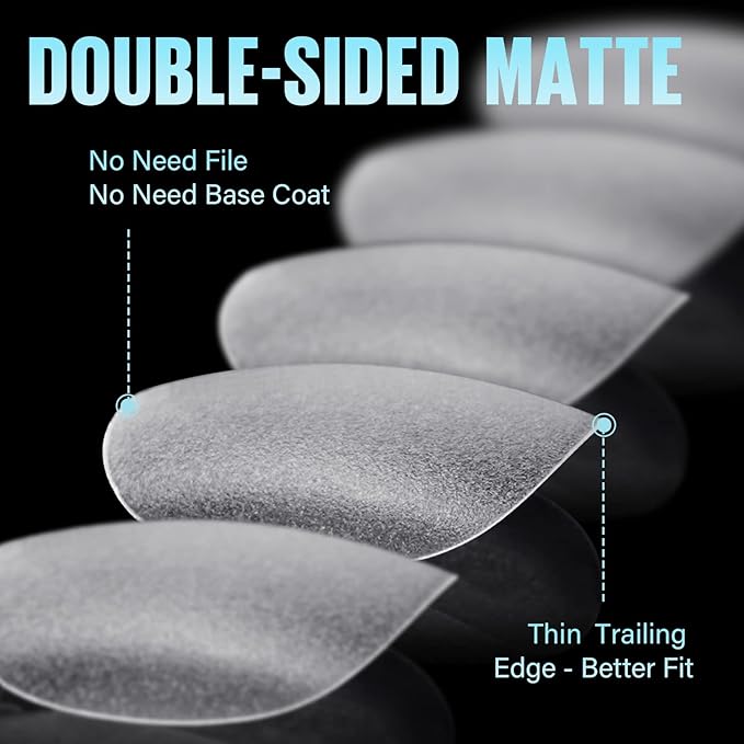 TOMICCA Extra Short Oval Nail Tips, Acrylic Double Sided Matte Fake Nails for Extension,240Pcs 15 Sizes Press On Nail Tips for Home DIY Art Women Girls