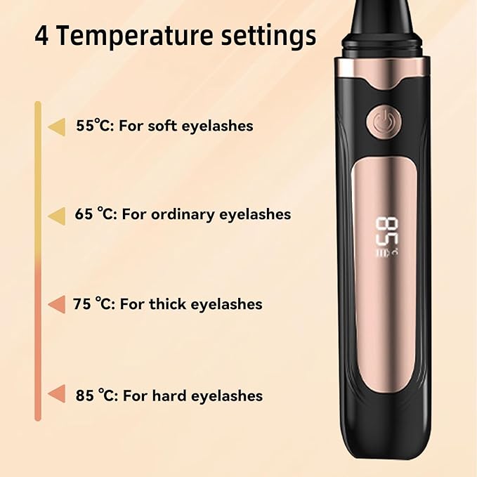 Heated Eyelash Curlers, Electric Eyelash Curler with LED Display, Rapid Heating Eyelashs with 3 Temp Setting, Rechargeable Eye lash Curler, Natural Curling 24H Long Lasting for Makeup Tools (Black)