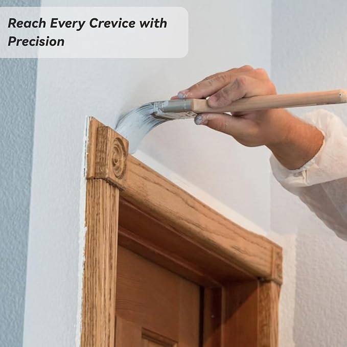 1 Inch Angled Paint Brushes - 12 Pcs, Small Paint Brush Set with Ultra-Dense Soft Bristles for Trim & Detail Work - Edge Painting Tool