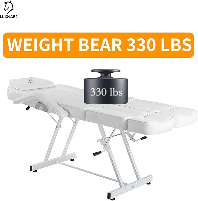 Facial Chair, Adjustable Tattoo Chair Salon Bed with Hydraulic Stool Massage Bed for Professional Massage Facial Lash Beauty Treatment Spa (White15)