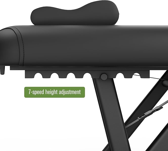 pouseayar Adjustable Massage Table with Face Pillow & Headrest, Sturdy and Solid, Silent and Easy to Adjust - Fixed Backrest, Black