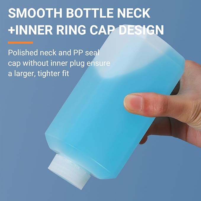 16oz/500ml Leak Proof Plastic Bottles with Caps for Liquids Sample, Reusable Small Bottles Containers for Travel, Camping and Hiking (Translucent, 6 Pcs)
