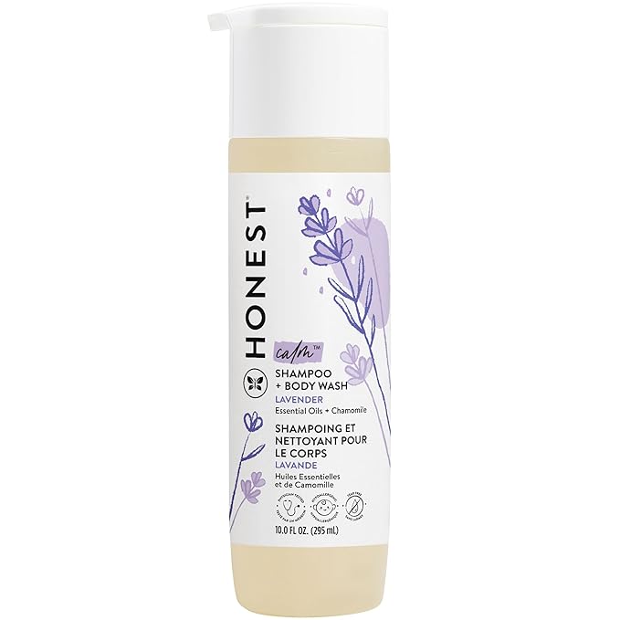 The Honest Company 2-in-1 Cleansing Shampoo + Body Wash | Gentle for Baby | Naturally Derived, Tear-free, Hypoallergenic | Lavender Calm, 10 fl oz
