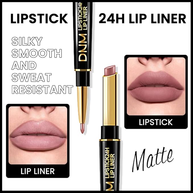 Kaely 2-in-1 Light Nude Beige Matte Lip Liner & Lipstick Combo Set Kit for Women, Magic Neutral Lipstick 24 Hours Original Lips Liner Pencil Stain Makeup Long Lasting Waterproof 23
