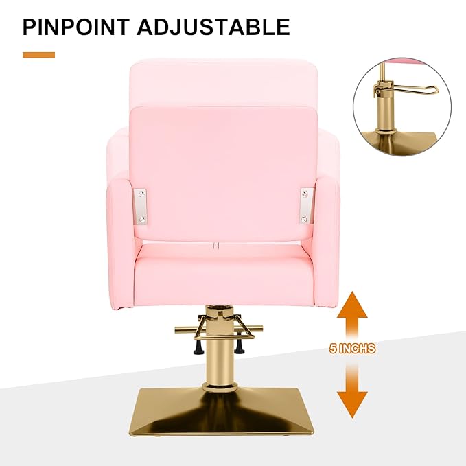 Artist hand Hair Salon Chair Pink and Gold, Hydraulic Styling Chair with Heavy Duty Pump, 360 Degree Swivel Barber Chair, Beauty Salon Equipment for Hair Stylist, Max Load 330 Lbs