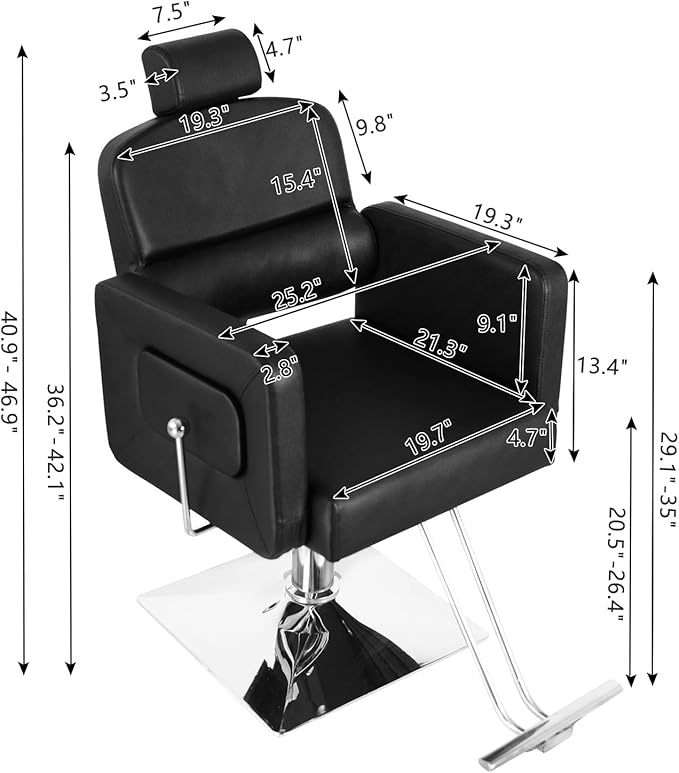 OmySalon Salon Chair for Hair Stylist, Reclining Barber Chair Hairdressing Styling Chair with Adjustable headrest, Beauty Shampoo Barbershop Furniture