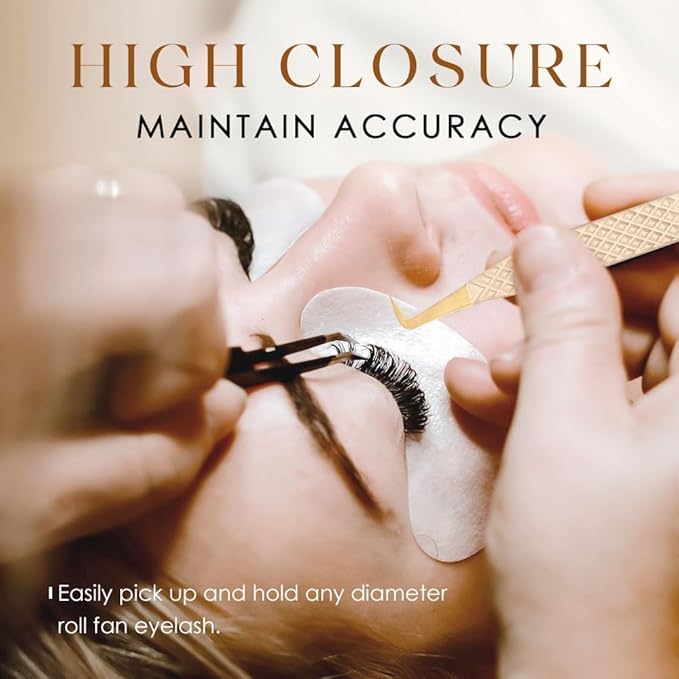 Beige Fiber Tip Lash Tweezers for Eyelash Extensions – S Shape for Volume & Isolation, Professional Lash Technician Precision Tool