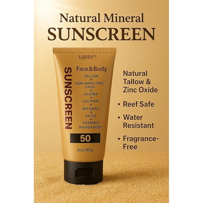 Sky Tallow Sunscreen - Beef Tallow for Skin and Face - Grass Fed Beef TallowSunscreen, Non Greasy Organic Natural Unscented Formula for Skin Summer Outdoor - 3 oz (85 g)