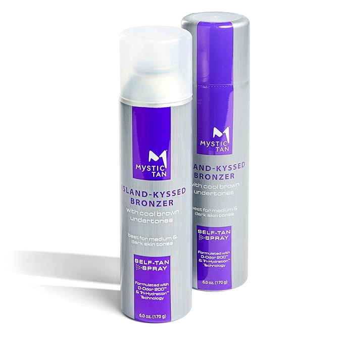 Mystic Tan Sunless Self Tanner Airbrush Spray Tan with Bronzer - Island-Kyssed, 6 Ounces
