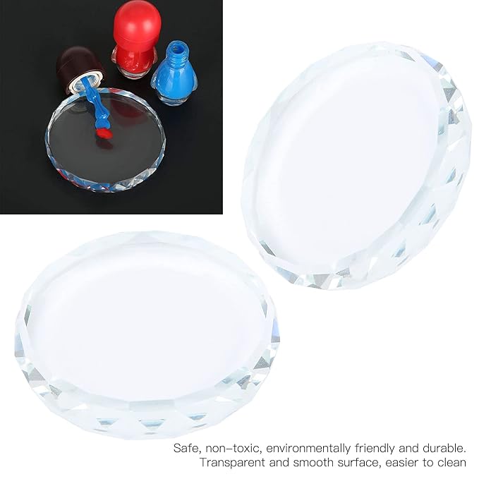 2Pcs Nail Art Palettes, Manicures DIY Color Mixing Toning Glass False Eyelash Glue Hold Tools Beauty Makeup Glass Pallet