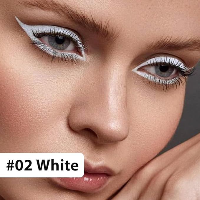 evpct 1Pcs White Color Gel Glitter Eyeliner Pencils Set for Women Waterline Waterproof Smudge Proof lapiz de ojos delineador de ojos contra el agua Eye Liner Makeup,02# White