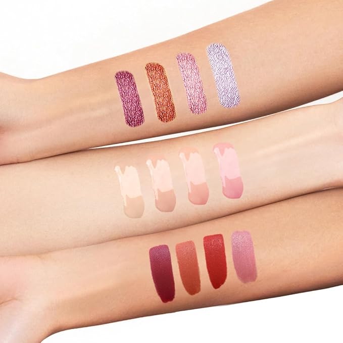 12Pcs Liquid Lipstick Makeup Set, Shades with 4Pcs Metallic Color Lipstick, 4Pcs Hydrating Lip Oil and 4Pcs Longwear Waterproof Matte Lipstick Gift Kit for Women (SET C)