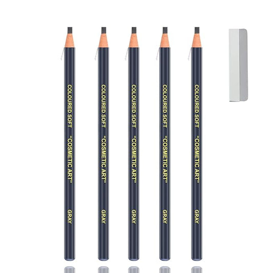 AWCCXMYM 5 Pcs Gray Eyebrow Pencils for Women with Sharpener Waterproof and Sweat-Proof Eyebrow Pen Long-Lasting Eyeliner Pencil Create a Natural Eye Brow Makeup
