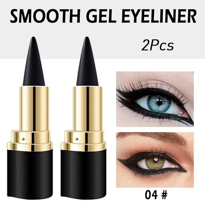 evpct 2Pcs Natural Black Eyeliner Cream Gel Eyeliner Pencil, Black Eye Liner Pencils for Older Women, Waterproof Eyeliners Pencil for Witch Halloween Goth Make up set, Eyeshadow Palette lapiz de ojos
