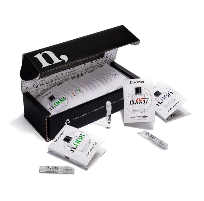 Noteworthy Fragrance Sampler Set | Luxury Perfume Samples | Includes Credit Toward 100ml Purchase | Notes of Vanilla, Sandalwood, Citrus & More | Cruelty-Free, Made in USA (Signature - 15 Samples)