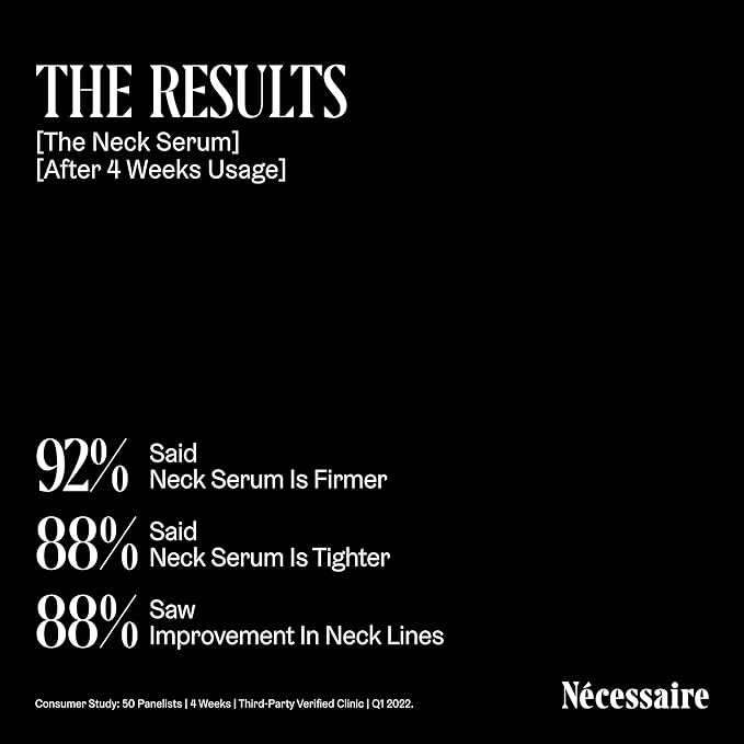 Nécessaire The Neck Serum. Fragrance-Free. 5 Peptides for Tech + Aged Neck. Skin Feels Firm, Looks Lifted. Hypoallergenic. Dermatologist-Tested. 50 ml