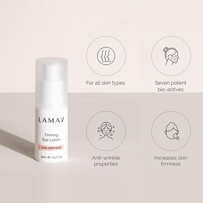 LAMAV Firming Eye Lotion - 7 Potent Actives, Anti-wrinkle Properties, Increases Skin Firmness, Anti-Aging Eye Cream, Cruelty-Free, Reduces Dark Circles